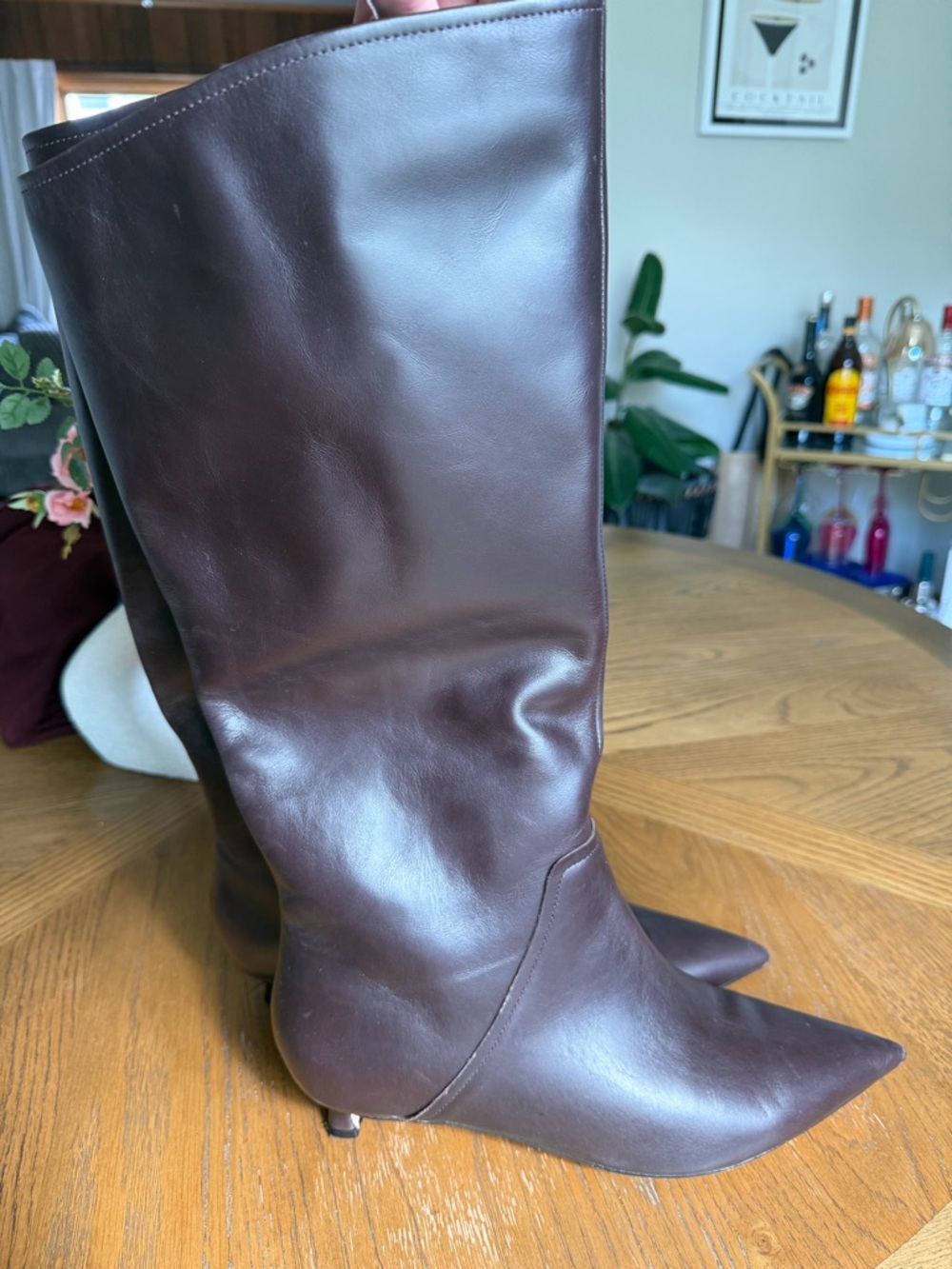 27Edit Women’s Pointed Toe Knee-High Boots in Dark Brown